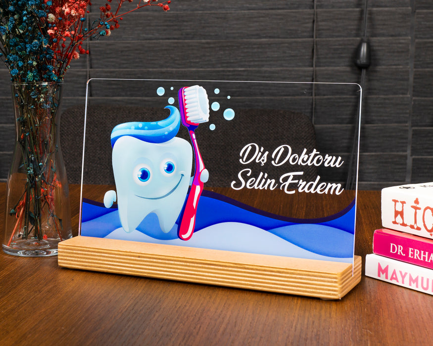 Kişiye Özel Pleksi Şeffaf Çerçeve Diş Doktoru Hediyesi Özel Hediye Paketli