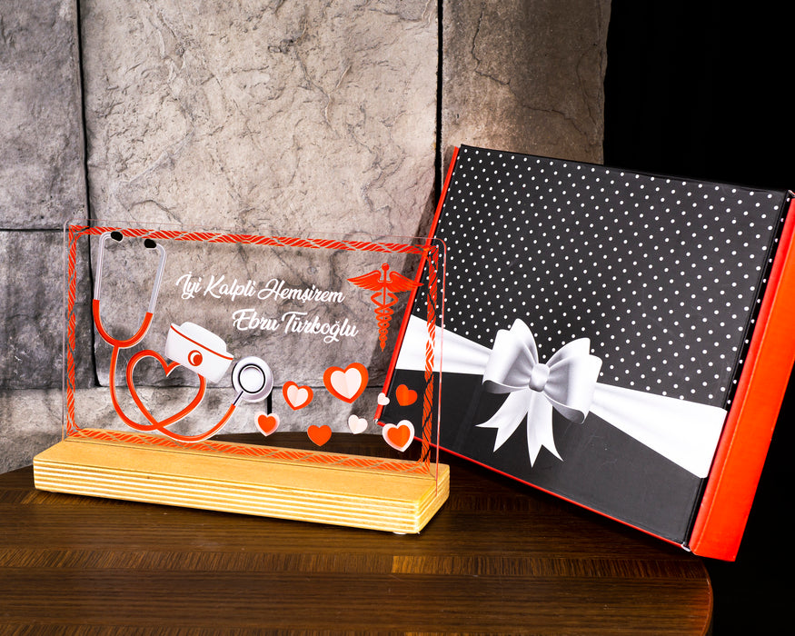 Kişiye Özel Pleksi Şeffaf Çerçeve Hemşire Hediyesi Özel Hediye Paketli