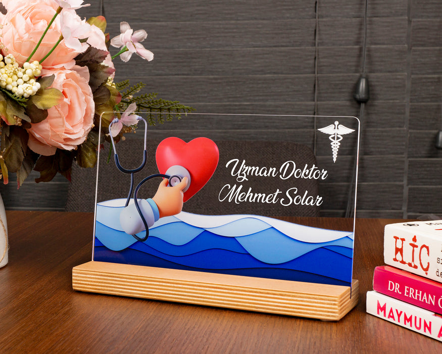 Kişiye Özel Pleksi Şeffaf Çerçeve Kalp Cerrahı Doktor Hediyesi Özel Hediye Paketli
