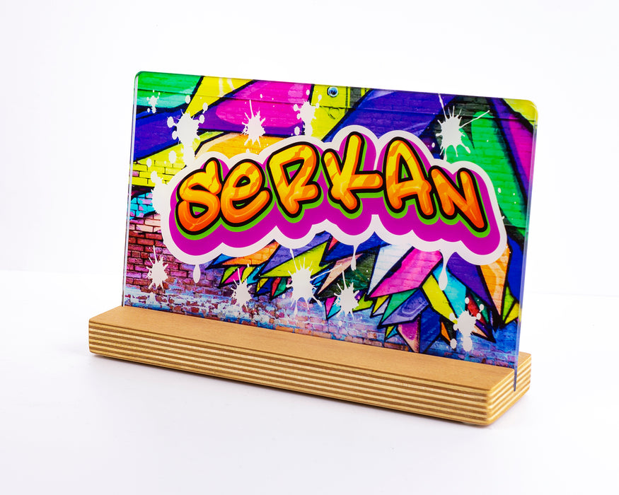 Kişiye Özel Pleksi Şeffaf tablo Graffiti İsim Yazılı Özel Hediye Paketli