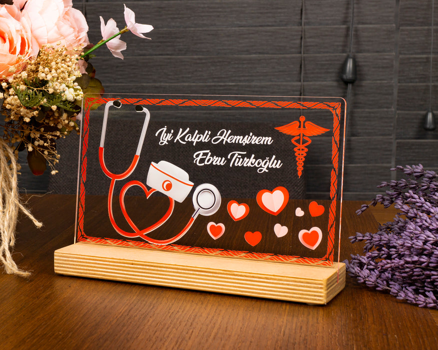 Kişiye Özel Pleksi Şeffaf Çerçeve Hemşire Hediyesi Özel Hediye Paketli