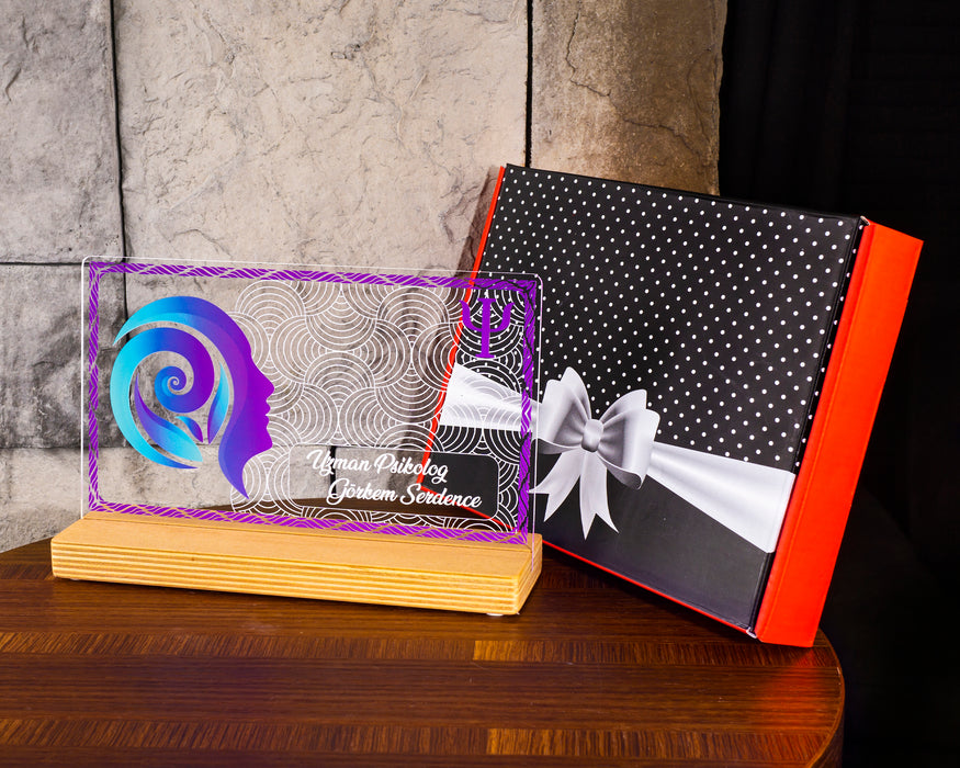 Kişiye Özel Pleksi Şeffaf Çerçeve Psikolog & Psikiyatri doktoru Hediyesi Özel Hediye Paketli