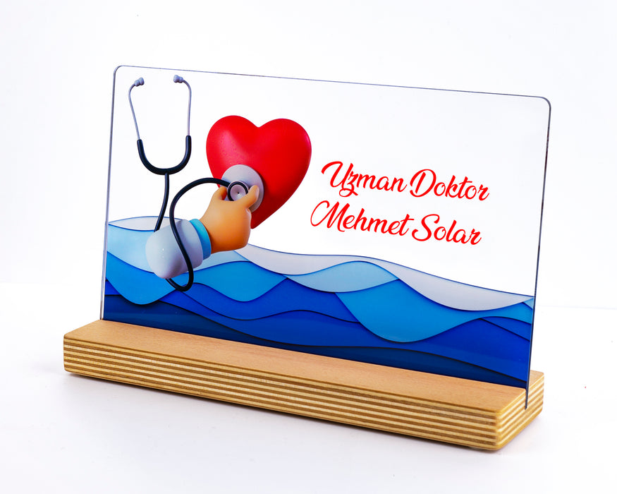 Kişiye Özel Pleksi Şeffaf Çerçeve Kalp Cerrahı Doktor Hediyesi Özel Hediye Paketli
