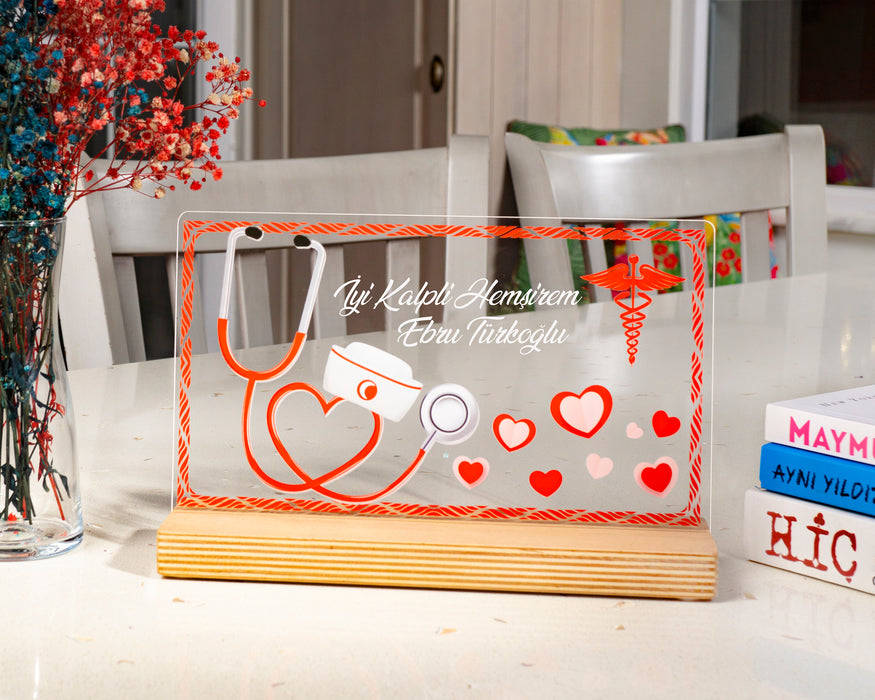 Kişiye Özel Pleksi Şeffaf Çerçeve Hemşire Hediyesi Özel Hediye Paketli