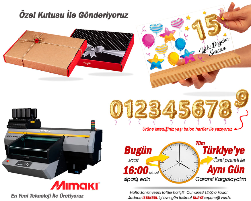 Kişiye Özel Pleksi Şeffaf Tablo Doğum Günü Hediyesi Özel Hediye Paketli