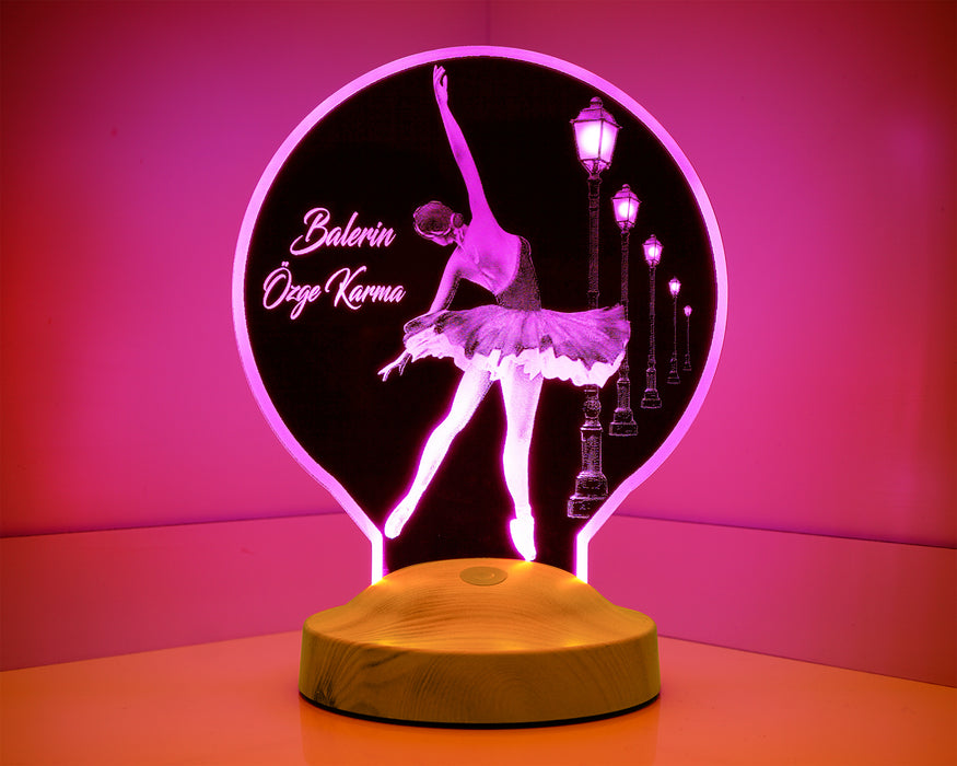 Balerin Hediyesi  Kişiye Özel İsimli Bale Led Lamba