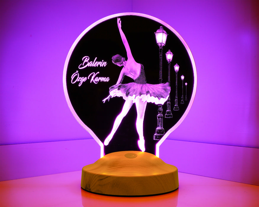 Balerin Hediyesi  Kişiye Özel İsimli Bale Led Lamba