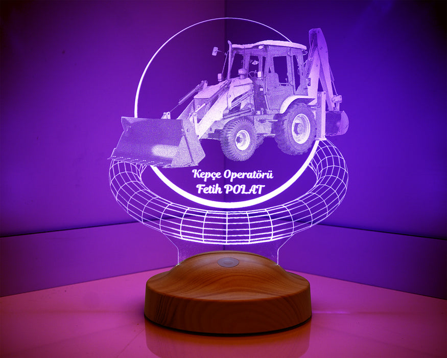 3D Kepçe Operatörü Hediyesi 3 Boyutlu Led Lamba