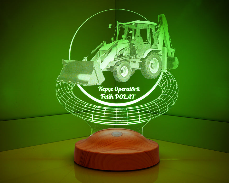 3D Kepçe Operatörü Hediyesi 3 Boyutlu Led Lamba