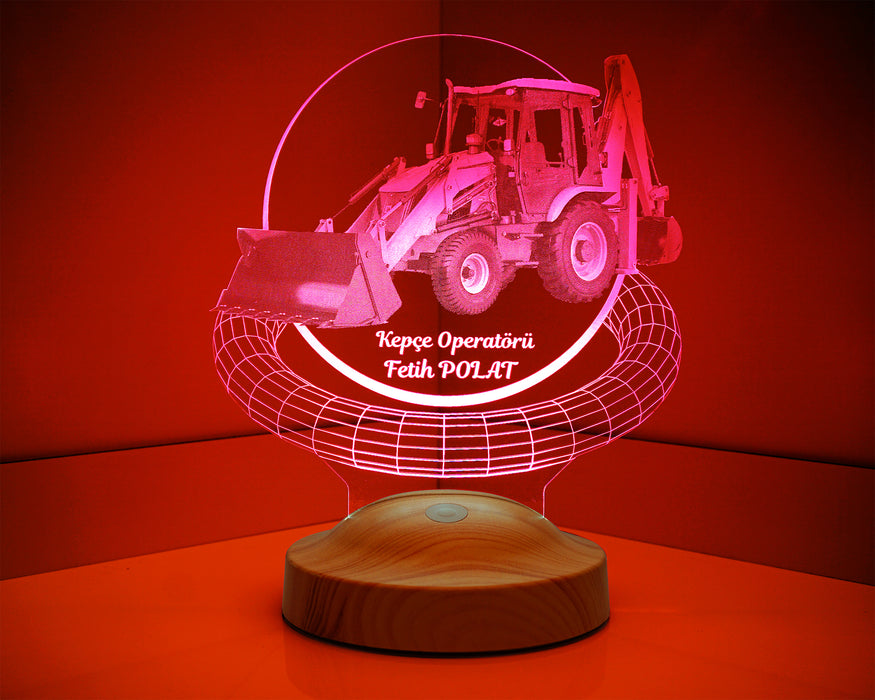 3D Kepçe Operatörü Hediyesi 3 Boyutlu Led Lamba