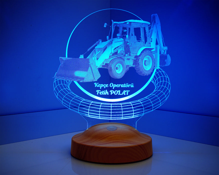 3D Kepçe Operatörü Hediyesi 3 Boyutlu Led Lamba