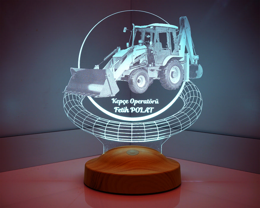 3D Kepçe Operatörü Hediyesi 3 Boyutlu Led Lamba