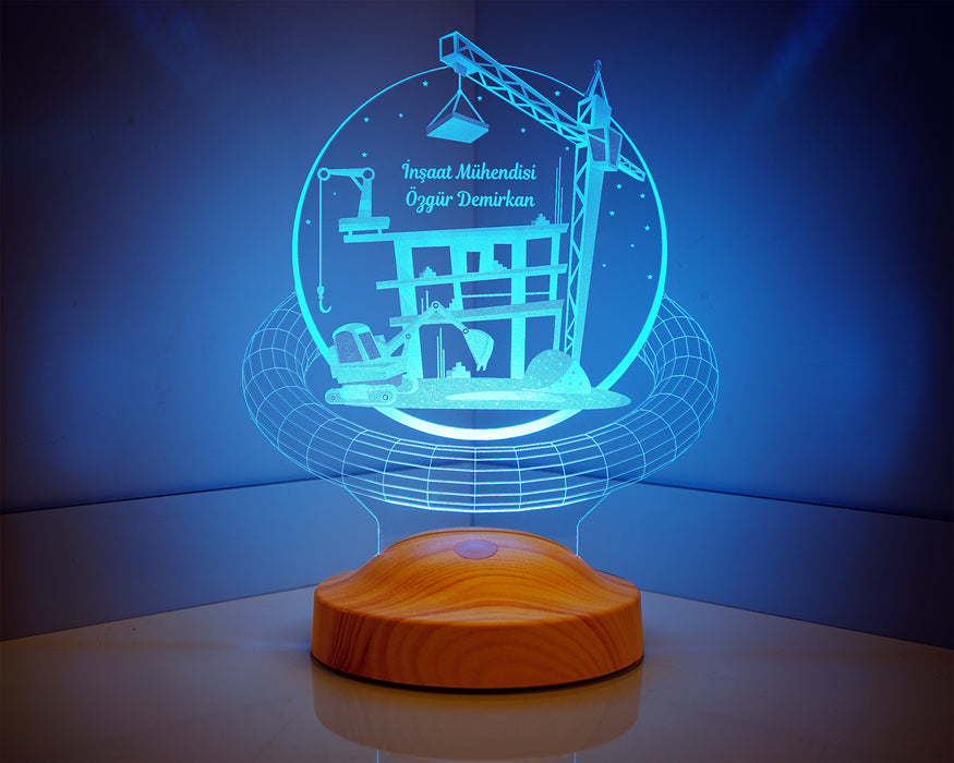 3D İnşaat Mühendisi Hediyesi 3 Boyutlu Led Lamba