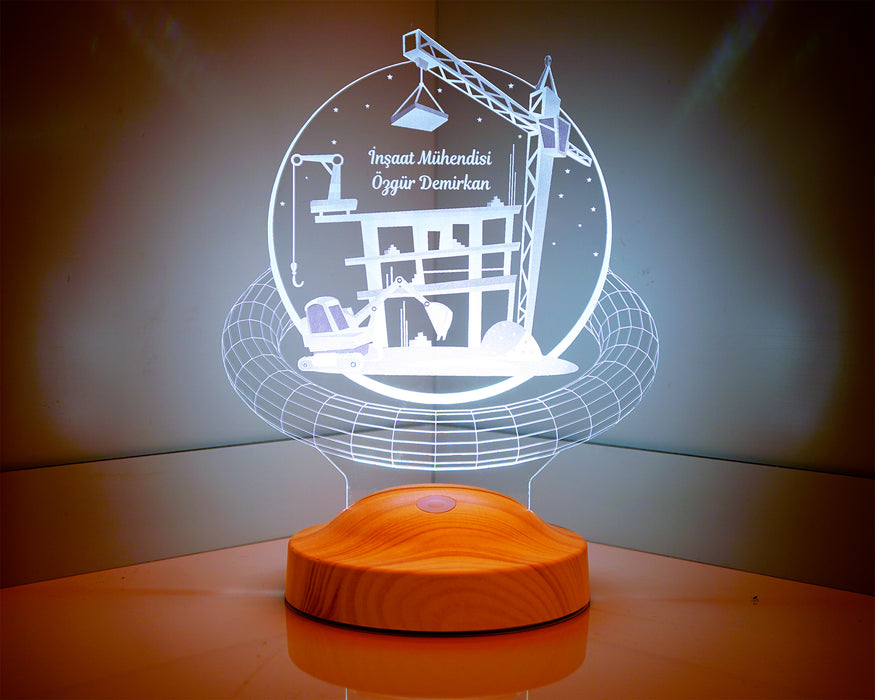 3D İnşaat Mühendisi Hediyesi 3 Boyutlu Led Lamba
