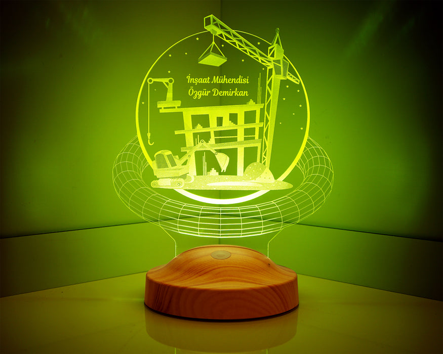 3D İnşaat Mühendisi Hediyesi 3 Boyutlu Led Lamba