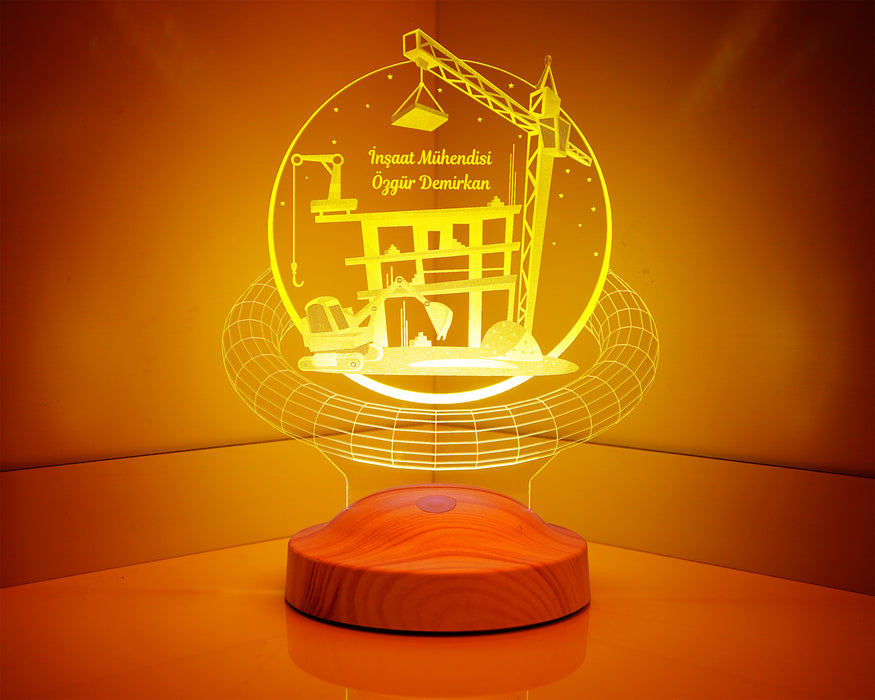 3D İnşaat Mühendisi Hediyesi 3 Boyutlu Led Lamba