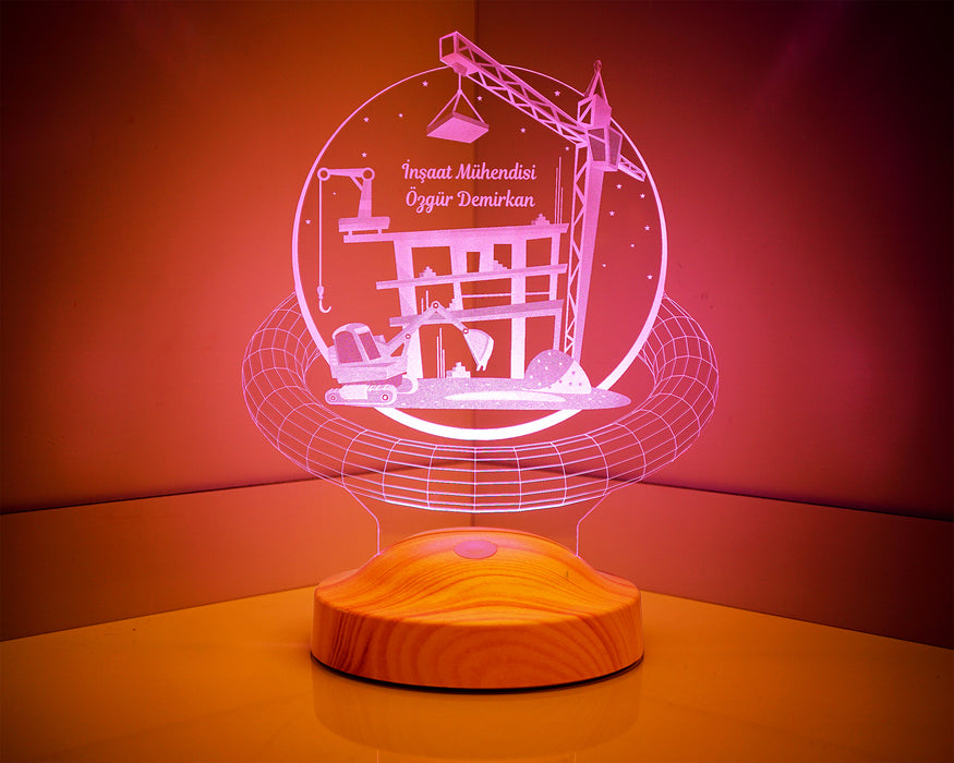3D İnşaat Mühendisi Hediyesi 3 Boyutlu Led Lamba