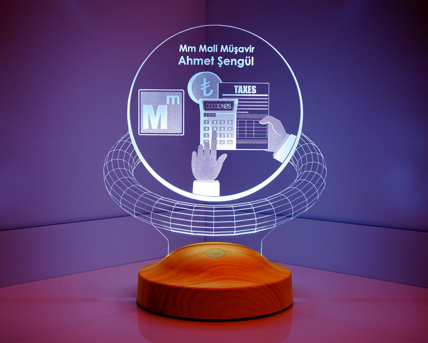 Muhasebeciye Hediye, Mali Müşavir Ofis Hediyesi Kişiye Özel  Led Lamba