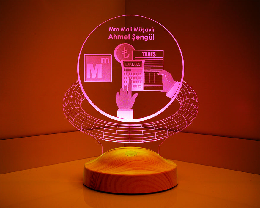 Muhasebeciye Hediye, Mali Müşavir Ofis Hediyesi Kişiye Özel  Led Lamba