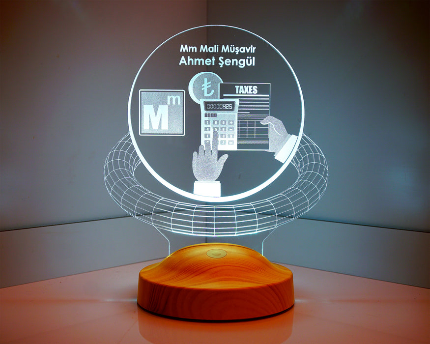 Muhasebeciye Hediye, Mali Müşavir Ofis Hediyesi Kişiye Özel  Led Lamba