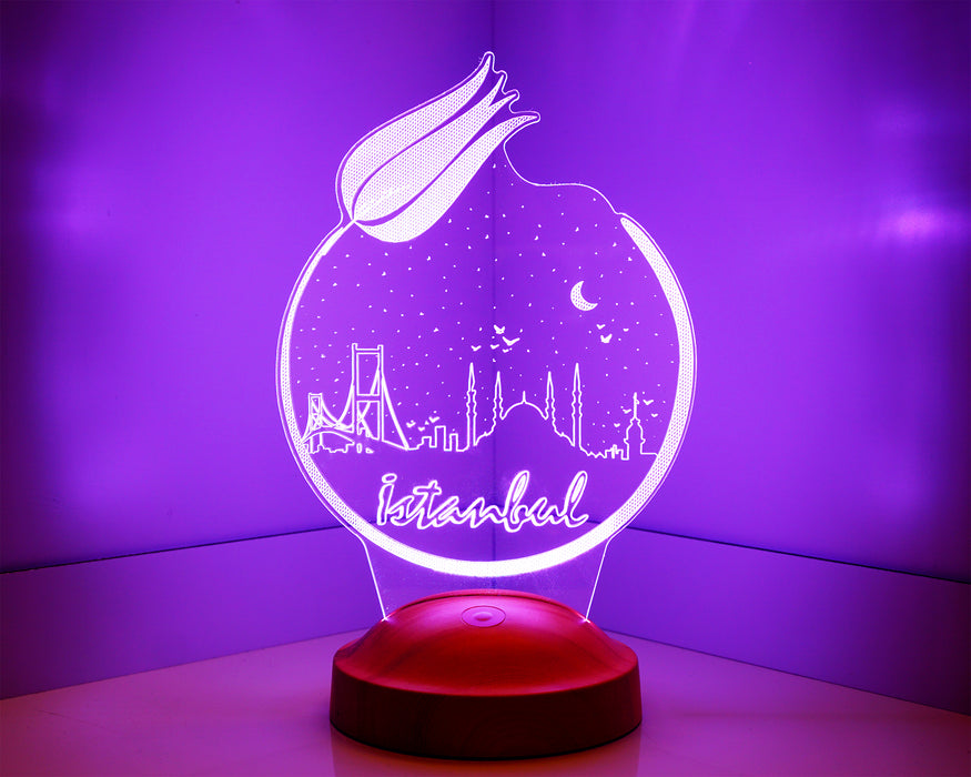 İstanbul Temalı, İstanbul Aşığına, İstanbul Hatırası Led Lamba, 3 Boyutlu Led Lamba