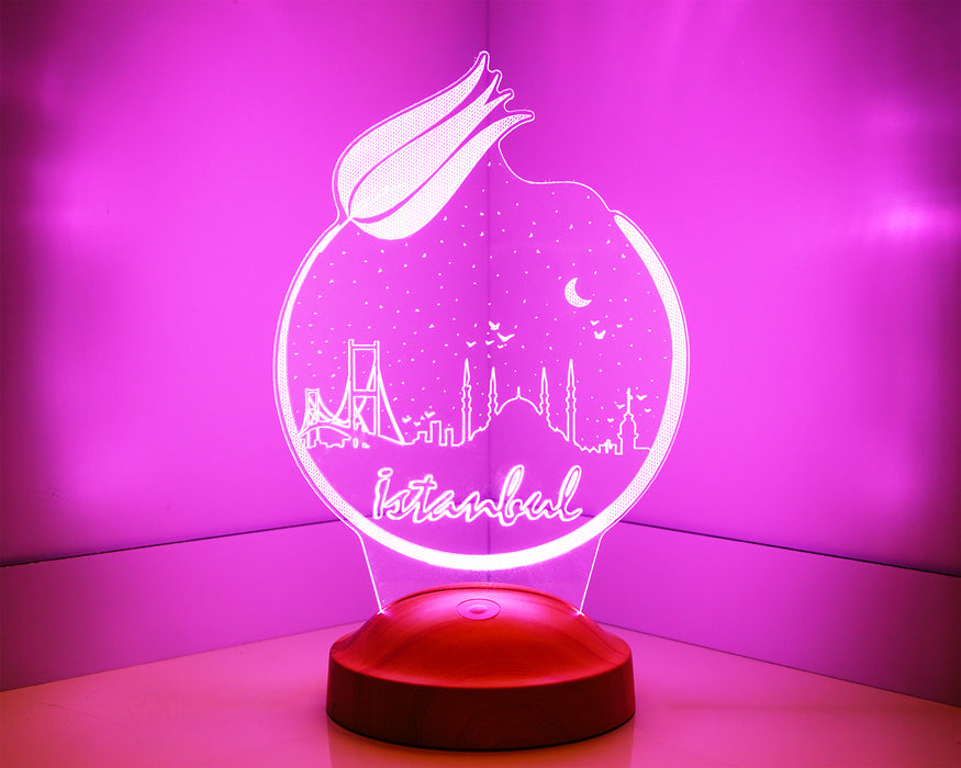 İstanbul Temalı, İstanbul Aşığına, İstanbul Hatırası Led Lamba, 3 Boyutlu Led Lamba