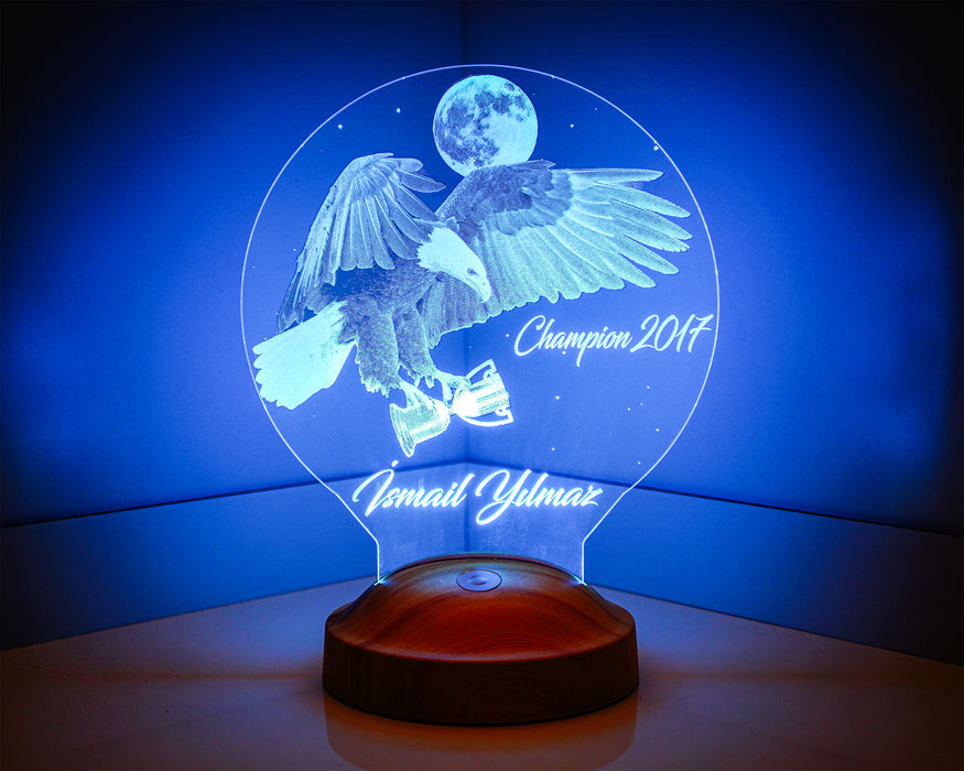 Kişiye Özel 3 Boyutlu Kartal Led Lamba, Kara Kartal hediye lamba