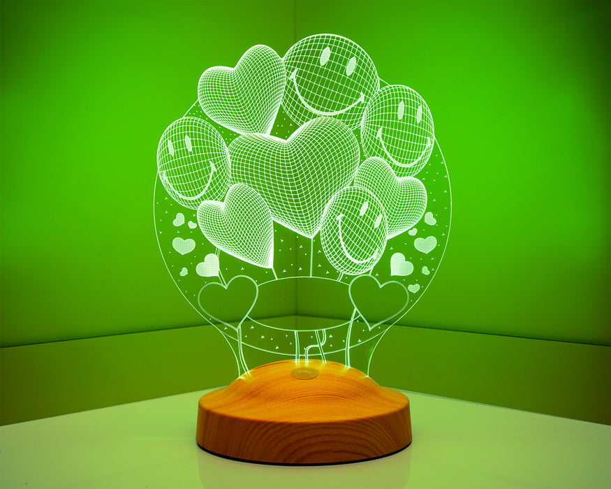 Anneler Günü Hediyesi Smiley Kalpler Anneye Hediye 3 Boyutlu Led Lamba