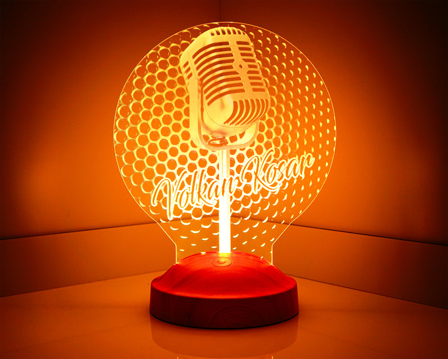 Mikrofon Led Lamba Ses Sanatçısına Özel İsimli Hediye, Müzisyene Hediye, Şarkıcıya Hediye, Vokaliste Hediye, Nostaljik Mikrofon