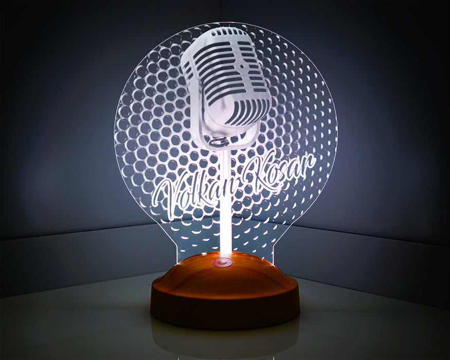 Mikrofon Led Lamba Ses Sanatçısına Özel İsimli Hediye, Müzisyene Hediye, Şarkıcıya Hediye, Vokaliste Hediye, Nostaljik Mikrofon