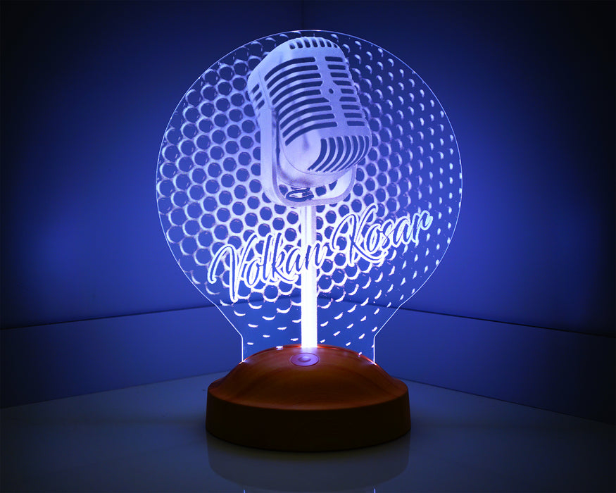 Mikrofon Led Lamba Ses Sanatçısına Özel İsimli Hediye, Müzisyene Hediye, Şarkıcıya Hediye, Vokaliste Hediye, Nostaljik Mikrofon