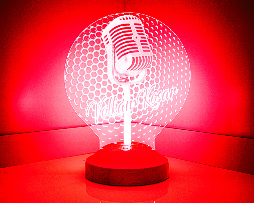 Mikrofon Led Lamba Ses Sanatçısına Özel İsimli Hediye, Müzisyene Hediye, Şarkıcıya Hediye, Vokaliste Hediye, Nostaljik Mikrofon