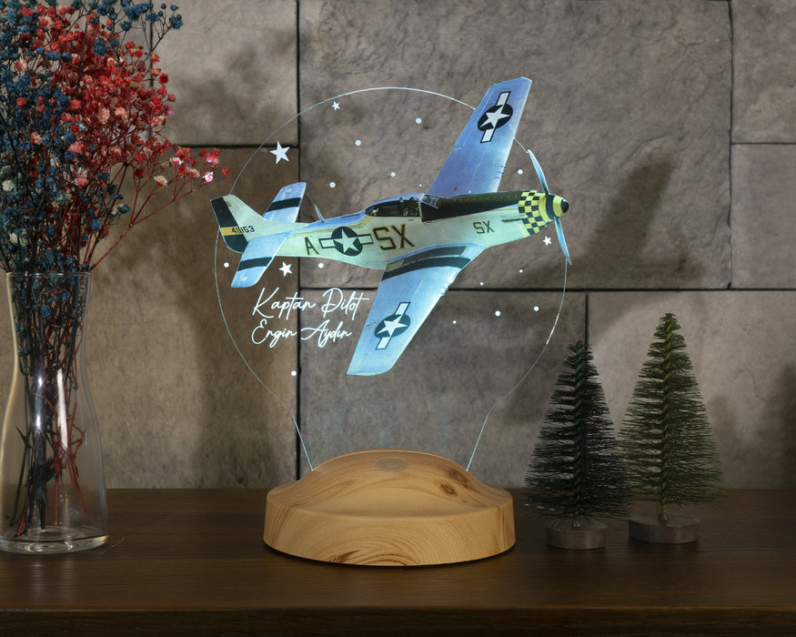 Uçak Hediyesi, İsimli Uçak Figürlü Hediye, İsimli Pilot Hediyesi, Uçak Tasarımlı Pilot Hediyesi, Kişiye Özel Led Lamba