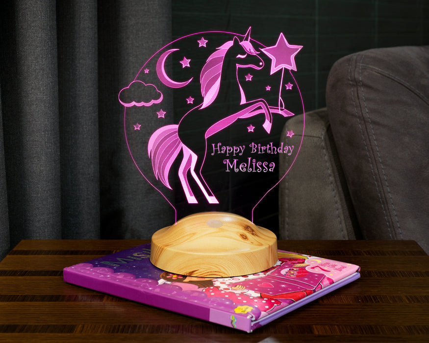 Unicorn İsimli Gece Lambası, Tek Boynuzlu At İsimli Kız Çocuk Odası Hediyesi Led Lamba, Unicorn Doğum Günü Parti Hediyesi