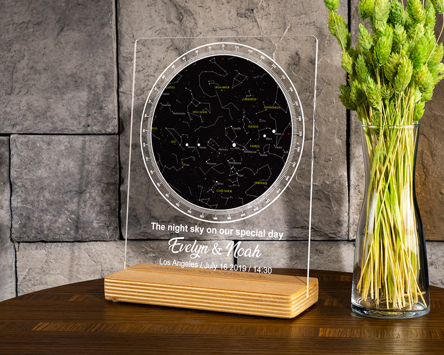 İsimli Gökyüzü Yıldız Haritası Tablo, Kişiye Özel Pleksi Şeffaf Tablo Gökyüzü Yıldız Haritası