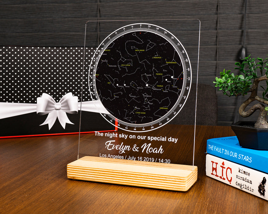 İsimli Gökyüzü Yıldız Haritası Tablo, Kişiye Özel Pleksi Şeffaf Tablo Gökyüzü Yıldız Haritası