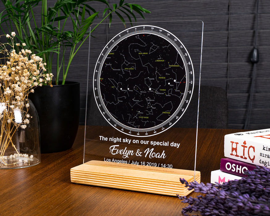 İsimli Gökyüzü Yıldız Haritası Tablo, Kişiye Özel Pleksi Şeffaf Tablo Gökyüzü Yıldız Haritası