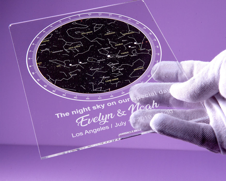 İsimli Gökyüzü Yıldız Haritası Tablo, Kişiye Özel Pleksi Şeffaf Tablo Gökyüzü Yıldız Haritası