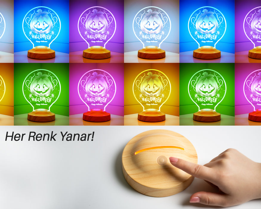 Halloween Cadılar Bayramı Hediyesi Kişiye Özel Led Lamba