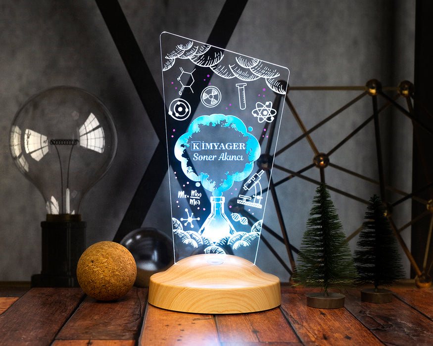 Kimyagere Meslek Hediyesi, Kimya Mühendisine Hediye Led Masa Lambası, Kimya Günü ve Kimyagerler Haftası Hediye Led
