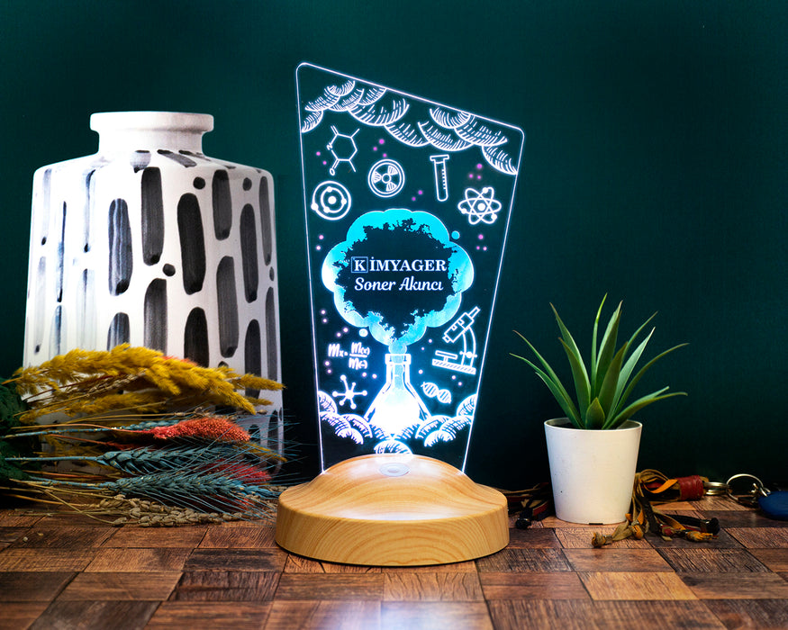 Kimyagere Meslek Hediyesi, Kimya Mühendisine Hediye Led Masa Lambası, Kimya Günü ve Kimyagerler Haftası Hediye Led