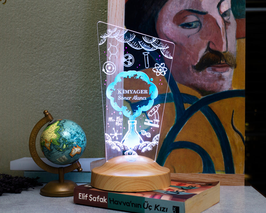 Kimyagere Meslek Hediyesi, Kimya Mühendisine Hediye Led Masa Lambası, Kimya Günü ve Kimyagerler Haftası Hediye Led