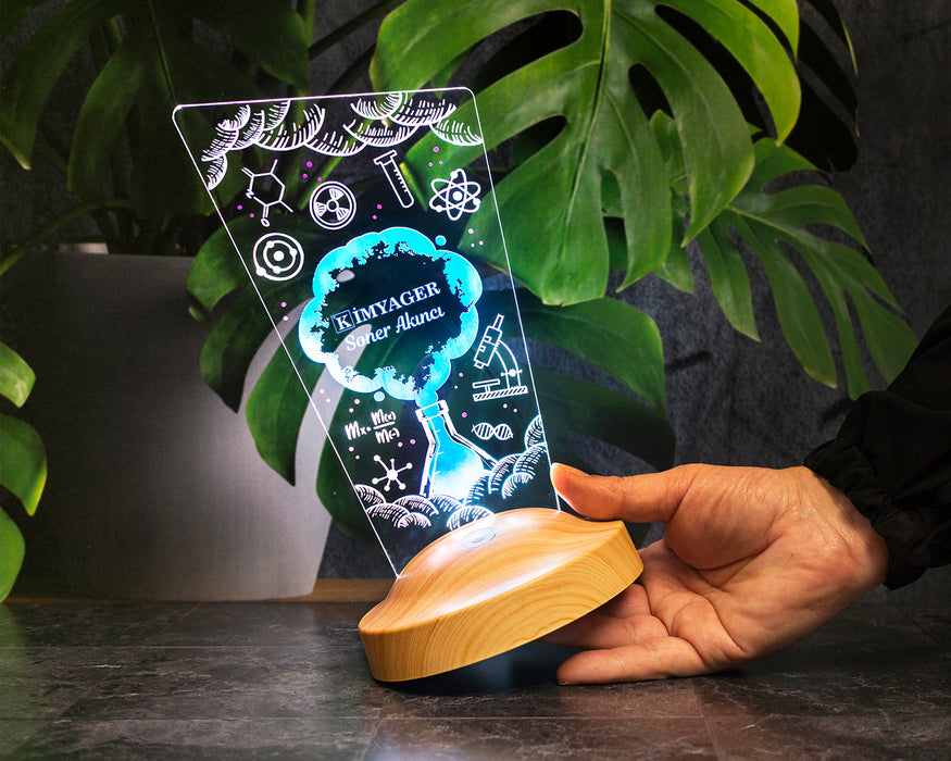 Kimyagere Meslek Hediyesi, Kimya Mühendisine Hediye Led Masa Lambası, Kimya Günü ve Kimyagerler Haftası Hediye Led