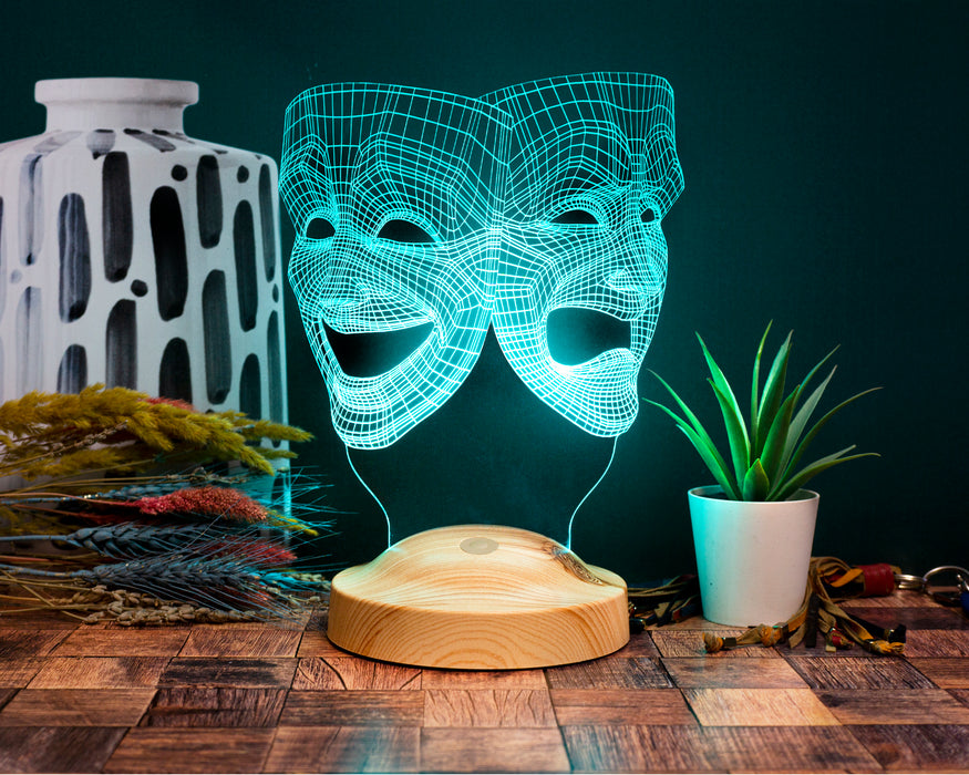 3 Boyutlu Maske, Tiyatro Sanatçısına Hediye Kişiye Özel Led Lamba
