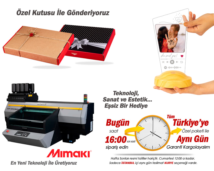 Sevgiliye Fotoğraflı Hediye, Eşe Hediye, Sevgiliye Özel Fotoğraflı Spotify Müzik Barkodlu Kişiye Özel Gece Lambası, Resimli Led Lamba