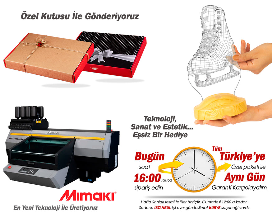 Buz Pateni 3D Led Lamba – Artistik Buz Pateni Sporcusuna Özel Hediye, Buz Pateni Sporcu ve Antrenör Hediyesi Edea, Jackson