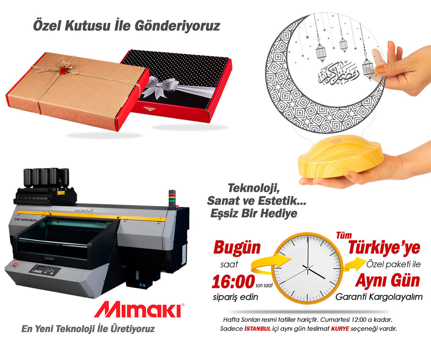Ramazan Hediyesi Kişiye Özel Kandilli Led Lamba, Ramazan Hediyeleri Hilal & Kandil Tasarımlı Hediyelik Gece Lambası