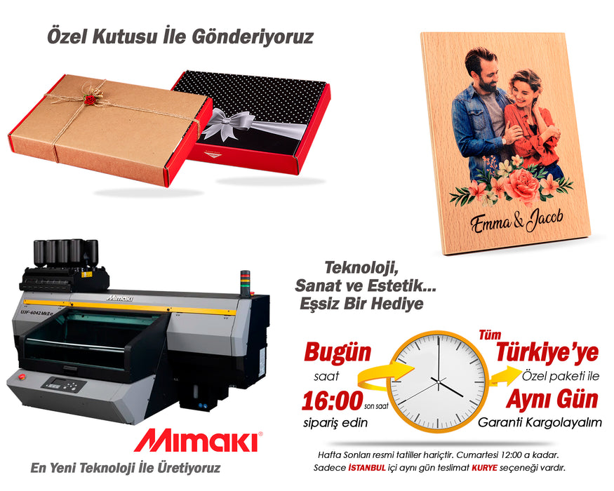 Kişiye Özel Ahşap Üzeri Renkli Baskılı Fotoğraflı çerçeve, Ahşap Resim Çerçevesi, Fotoğraf Baskılı Tablo