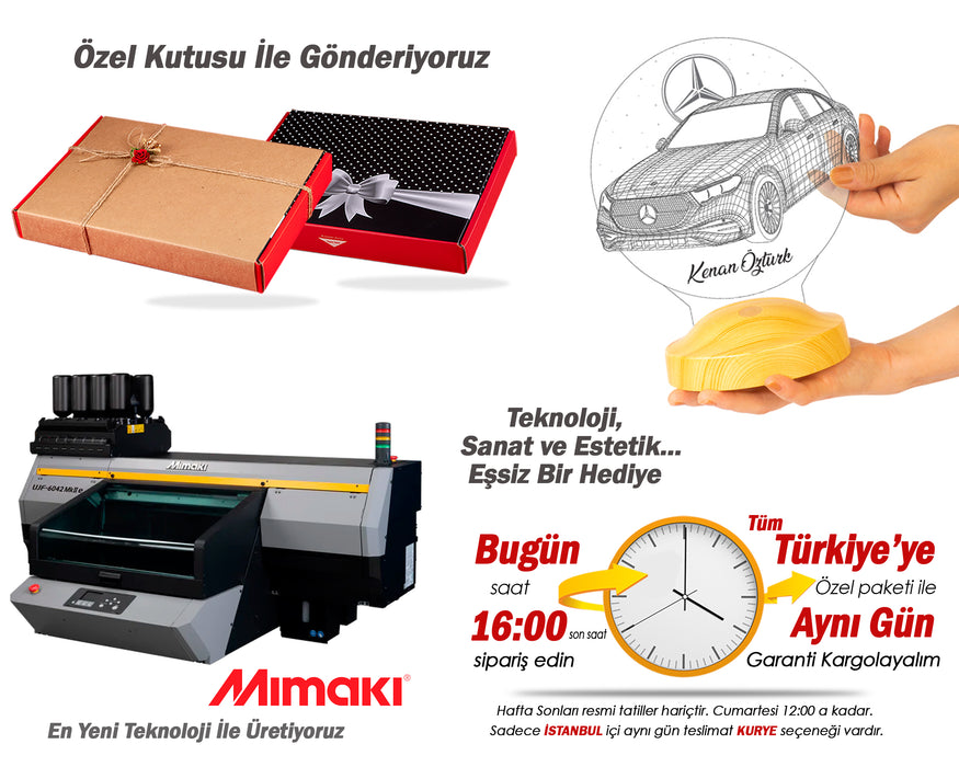 Mercedes Logolu LED Masa Lambası – Mercedes Tasarımlı Hediye