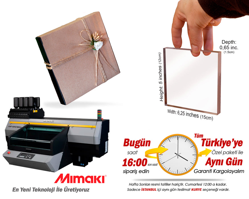 Kişiye Özel Blok Akrilik Pleksiglas Fotoğraf Baskılı Plaket, Şeffaf Kenarlı Hediyelik Çerçeve